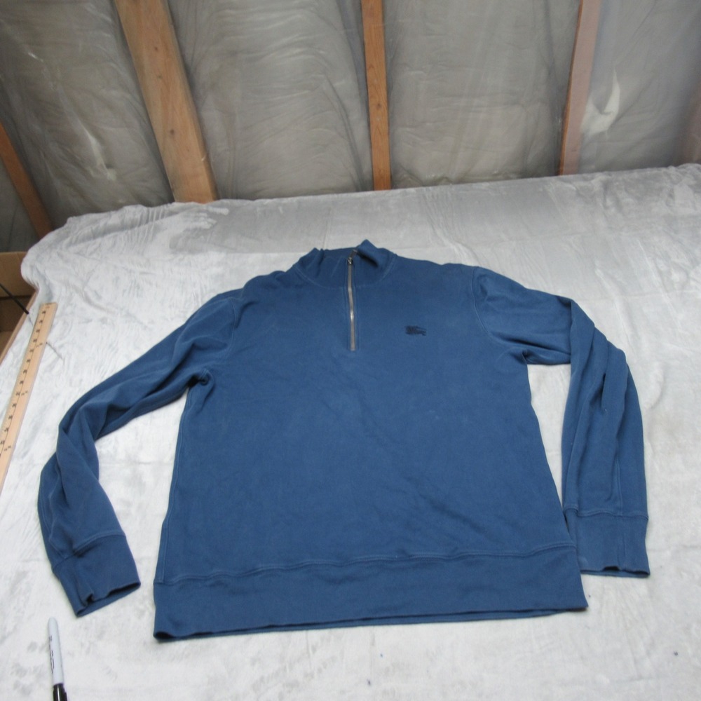 Burberry Brit Sweater Mens Large Blue Quarter Zip Pullover Quiet Luxury Classic